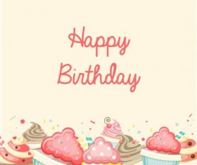 Birthday vintage background with cupcake vector