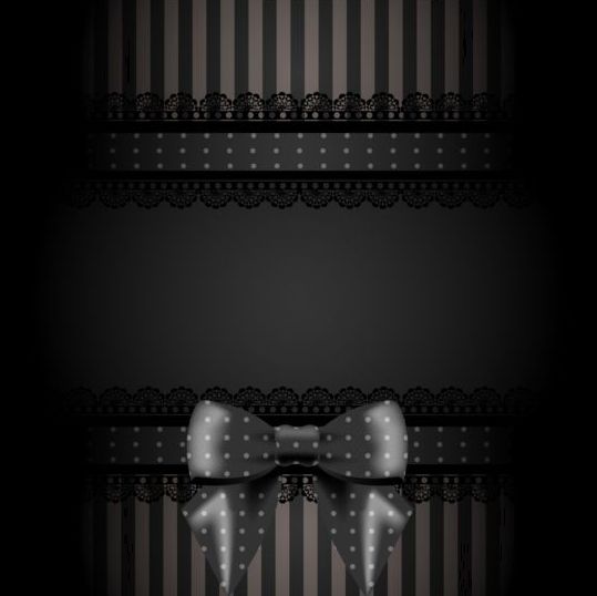 Black card with laces and bow vectors 01