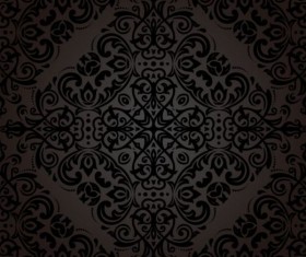 Black floral decorative pattern vector material 01