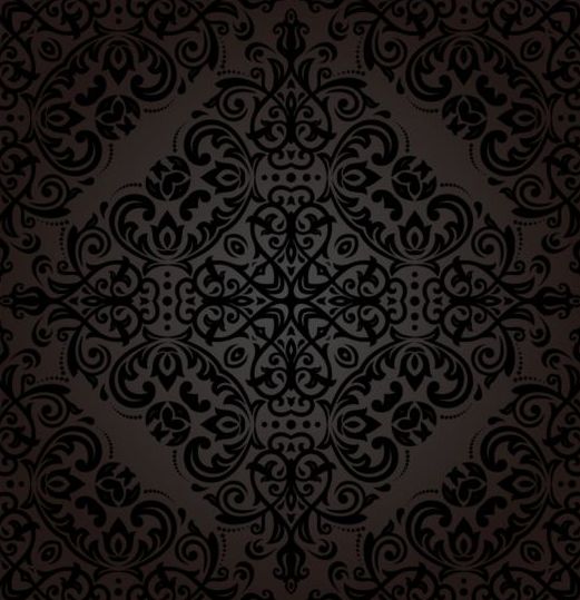 Black floral decorative pattern vector material 01