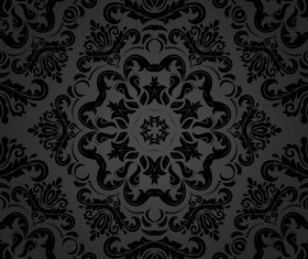 Black floral decorative pattern vector material 02