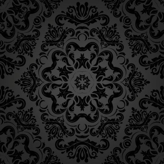 Black floral decorative pattern vector material 02 free download