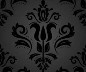 Black floral decorative pattern vector material 03