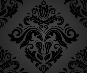 Black floral decorative pattern vector material 04