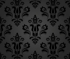 Black floral decorative pattern vector material 05