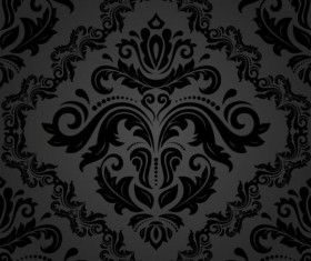 Black floral decorative pattern vector material 06