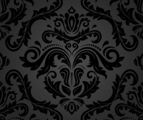Black floral decorative pattern vector material 07
