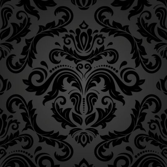 Black floral decorative pattern vector material 07