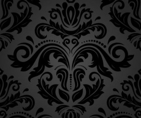 Black floral decorative pattern vector material 08