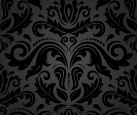 Black floral decorative pattern vector material 09