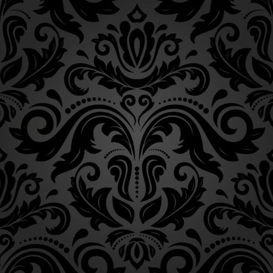 Black floral decorative pattern vector material 09