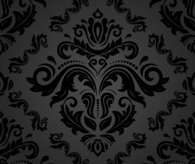 Black floral decorative pattern vector material 10