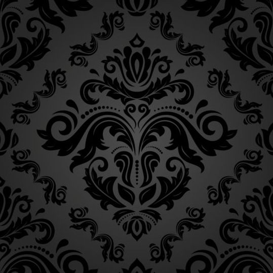 Black floral decorative pattern vector material 10