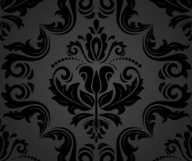 Black floral decorative pattern vector material 11