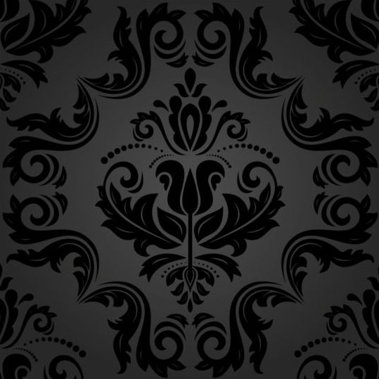 Black floral decorative pattern vector material 11