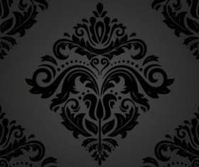 Black floral decorative pattern vector material 12