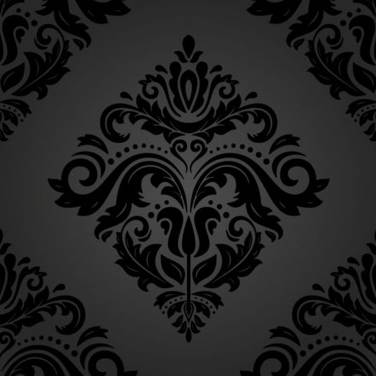 Black floral decorative pattern vector material 12