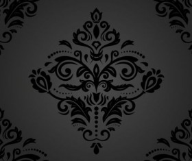 Black floral decorative pattern vector material 13