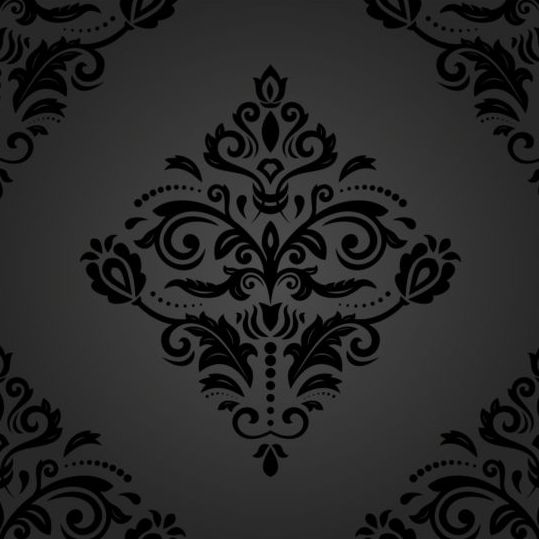 Black floral decorative pattern vector material 13