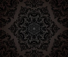 Black floral decorative pattern vector material 14