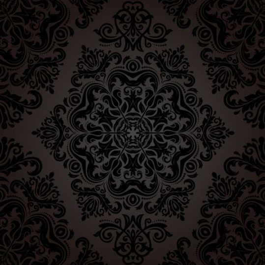 Black floral decorative pattern vector material 14