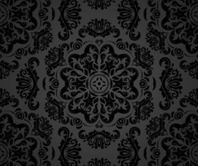 Black floral decorative pattern vector material 15