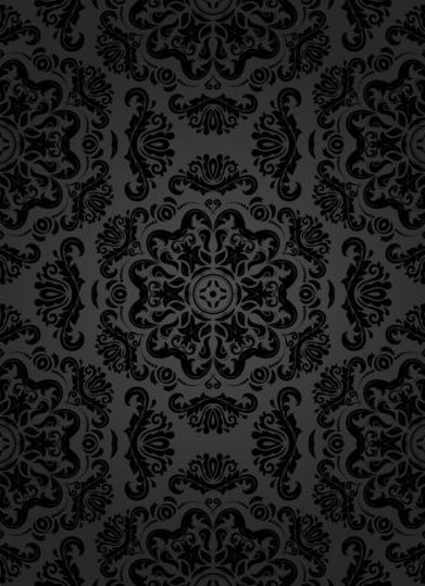 Black floral decorative pattern vector material 15