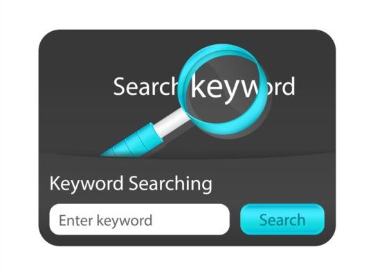 Black with blue keyword searching interface vector