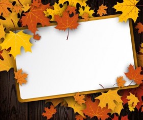 Blank paper and autumn leaves background vector