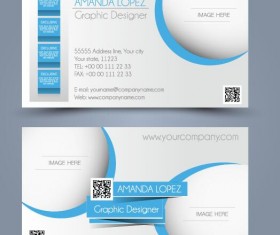 Blue abstract business cards vector set 01