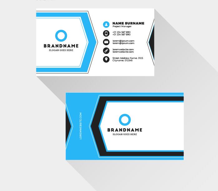 Blue abstract business cards vector set 02