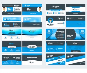 Blue abstract business cards vector set 04