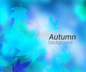 Blue autumn leaves background vector