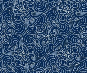Blue decor pattern seamless vectors 01