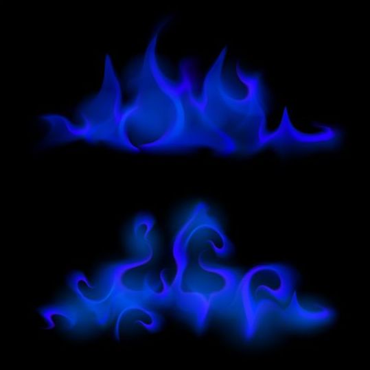 Blue fire flame vector set 01