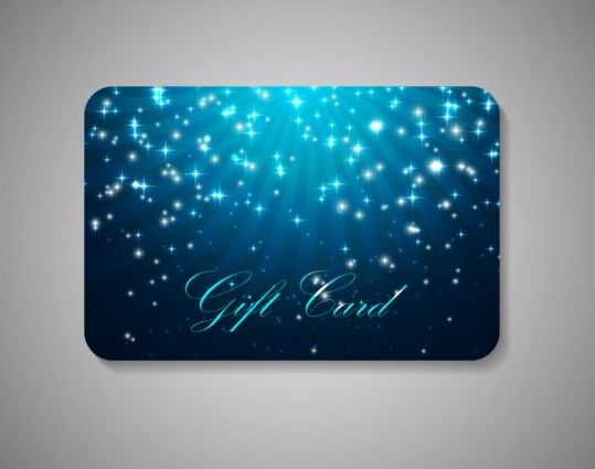 Blue gift card with shining star vector