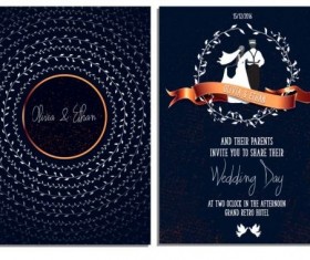 Blue styles wedding invitation card vectors 01