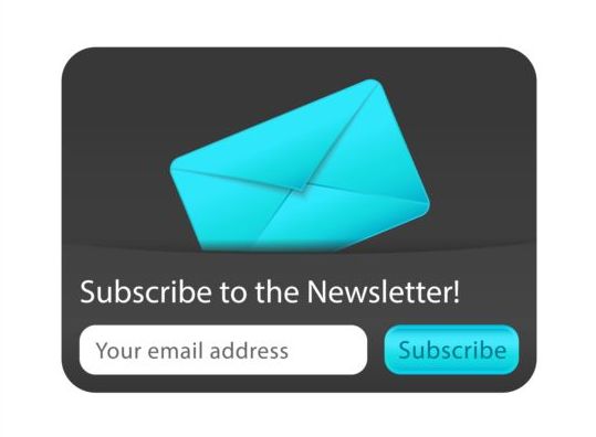 Blue with black subscribe newsletter vector