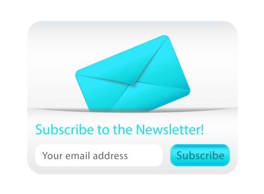 Blue with white subscribe newsletter vector