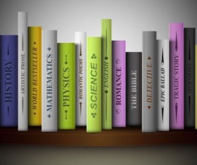 Bookshelf and books vector 02