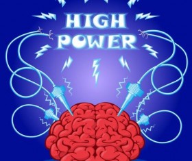 Brain with electrodes cartoon style vector 01