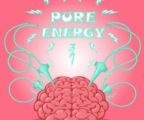 Brain with electrodes cartoon style vector 03