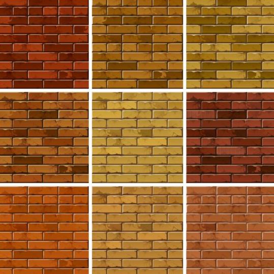 Brick wall seamless patterns vector 17
