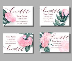 Business card with pink flower vector