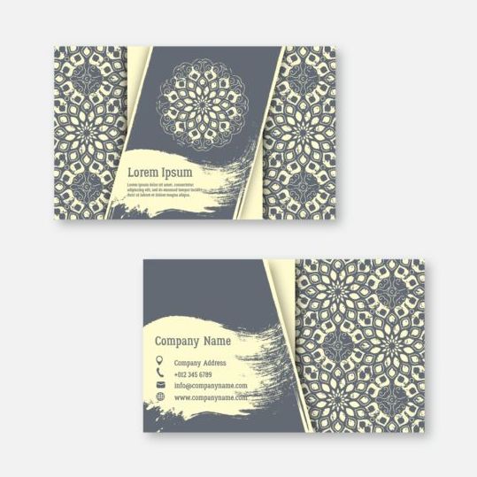 Business cards with mandala pattern vectors 03