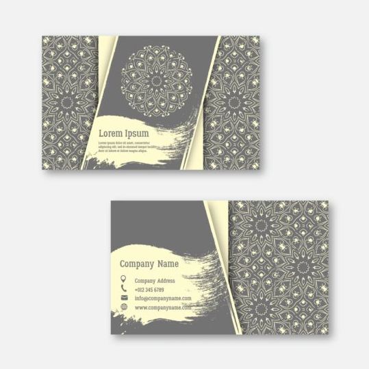 Business cards with mandala pattern vectors 05
