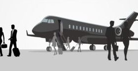 Business travel with businessman silhouetter vector 05