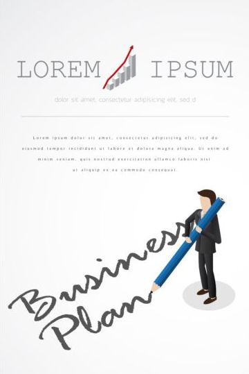 Businessman with pencil vector template 01