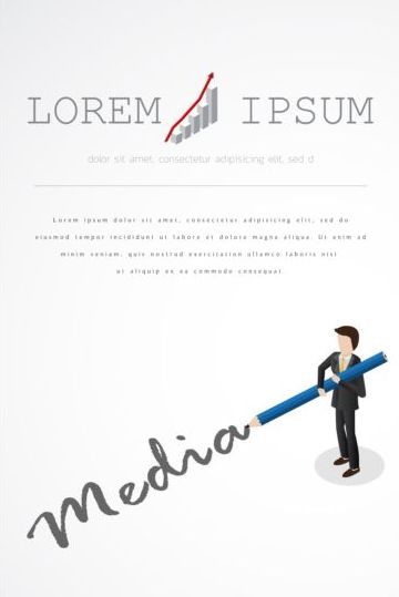 Businessman with pencil vector template 04