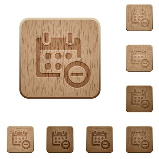 Calendar delete wooden icons